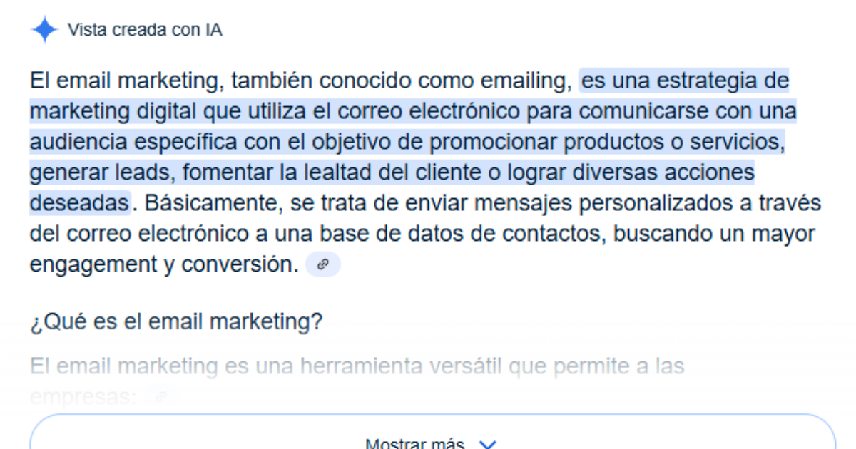 Ejemplo de GEO en Google